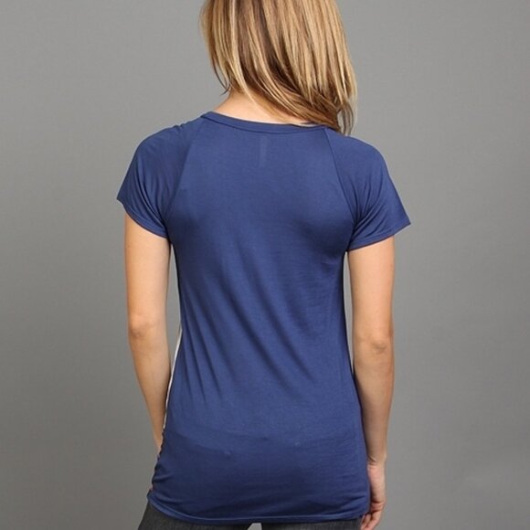 NAVY/GRAY TEE WITH BEJEWELED ZEBRA PRINT - Picture 2 of 3